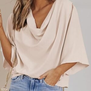Dokotoo - Blusas y tops de gasa de manga corta para mujer