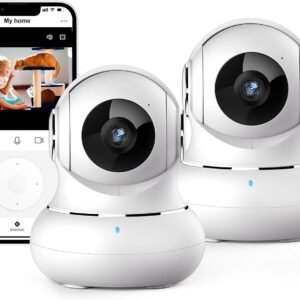 Little elf Indoor Security Camera,Pet Camera with App, 2K Indoor WiFi Camera for Pet/Dog,Home Security Camera Wireless for Baby Monitor,360°Pan & Tilt Camera for Motion Tracking,Work with Alexa-2 Pack