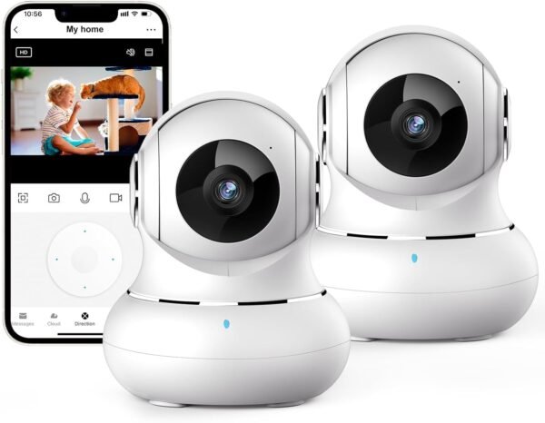 Little elf Indoor Security Camera,Pet Camera with App, 2K Indoor WiFi Camera for Pet/Dog,Home Security Camera Wireless for Baby Monitor,360°Pan & Tilt Camera for Motion Tracking,Work with Alexa-2 Pack