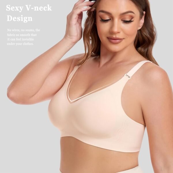 Gailife Comfort Bras for Women V Neck Wireless Bras T-Shirt Bras Bralette for Women No Underwire with Extra Bra Extende - Image 5