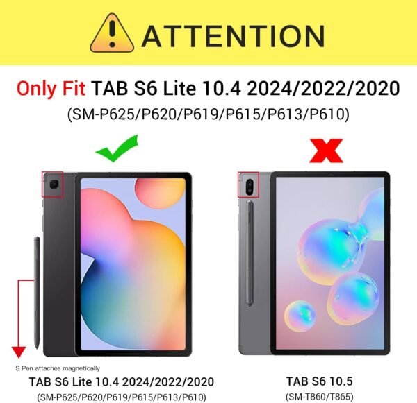 ZtotopCase for 2024/2022/2020 Samsung Galaxy Tab S6 Lite 10.4" Case with Pen Holder,Auto Wake/Sleep,Suitable for Model SM-P625/P620/P619/P615, Black - Image 2