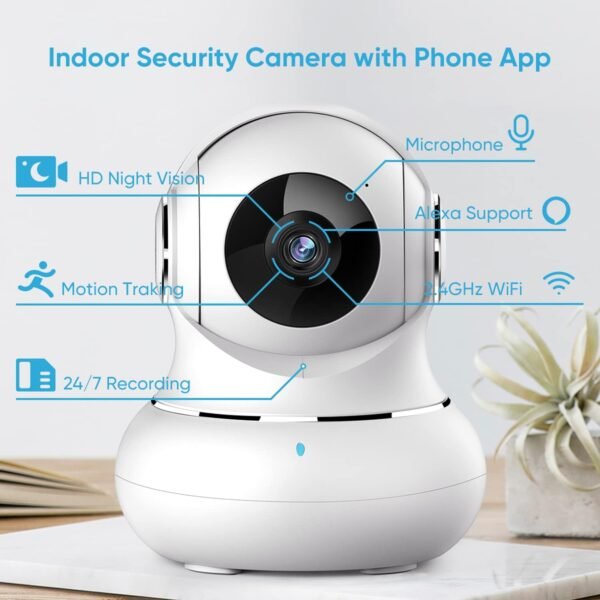 Little elf Indoor Security Camera,Pet Camera with App, 2K Indoor WiFi Camera for Pet/Dog,Home Security Camera Wireless for Baby Monitor,360°Pan & Tilt Camera for Motion Tracking,Work with Alexa-2 Pack - Image 5