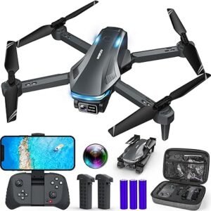 Dron con cámara para adultos, 1080P FPV Drones para niños principiantes con retención de altitud mejorada, control de voz, gestos selfie, lente ajustable de 90°, giros 3D, 2 baterías