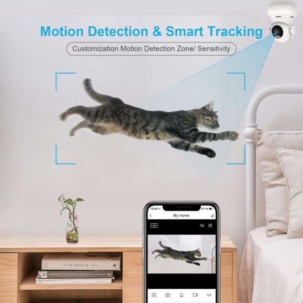 Little elf Indoor Security Camera,Pet Camera with App, 2K Indoor WiFi Camera for Pet/Dog,Home Security Camera Wireless for Baby Monitor,360°Pan & Tilt Camera for Motion Tracking,Work with Alexa-2 Pack - Image 4