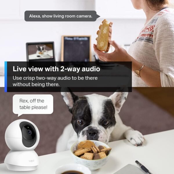 TP-Link Tapo Smart Pan/Tilt Indoor Security Camera, 360° Motion Tracking, 1080p Full HD WiFi Camera for Pet/Baby, Night Vision, 2-Way Audio, 128 GB Local Storage, Works w/Alexa & Google (Tapo C200) - Image 2