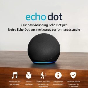 Echo Dot (5th Gen, 2022 release) | Smart speaker with Alexa | Charcoal