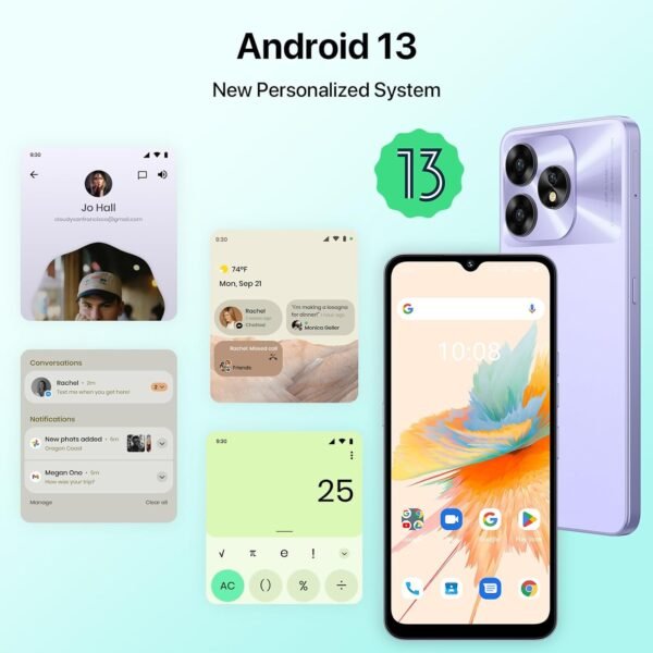 UMIDIGI A15 Cell Phones 16(8+8)G+256G, Android 13 Mobile Phone, 64MP Main Camera Octa Core Smartphone Unlocked 6.7” HD+ Full-View Waterdrop Screen, 5000mAh Battery 20W Fast Charging, 4G Dual SIM, NFC - Image 5