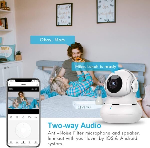 Little elf Indoor Security Camera,Pet Camera with App, 2K Indoor WiFi Camera for Pet/Dog,Home Security Camera Wireless for Baby Monitor,360°Pan & Tilt Camera for Motion Tracking,Work with Alexa-2 Pack - Image 3