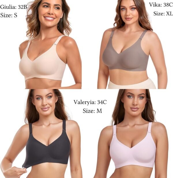 Gailife Comfort Bras for Women V Neck Wireless Bras T-Shirt Bras Bralette for Women No Underwire with Extra Bra Extende - Image 2