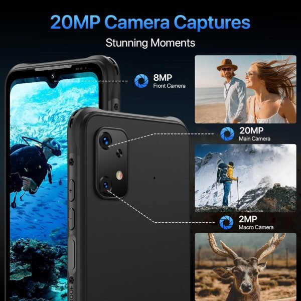 UMIDIGI Bison X20 Unlocked Cell Phones Canada, Rugged Phone, Android 13 Smartphone, 6000mAh, Waterproof Phone, 12(6+6)+128GB/TF 1TB, 6.53" Screen, NFC Face ID AGPS, 4G Dual SIM Outdoor Mobile Phone - Image 3