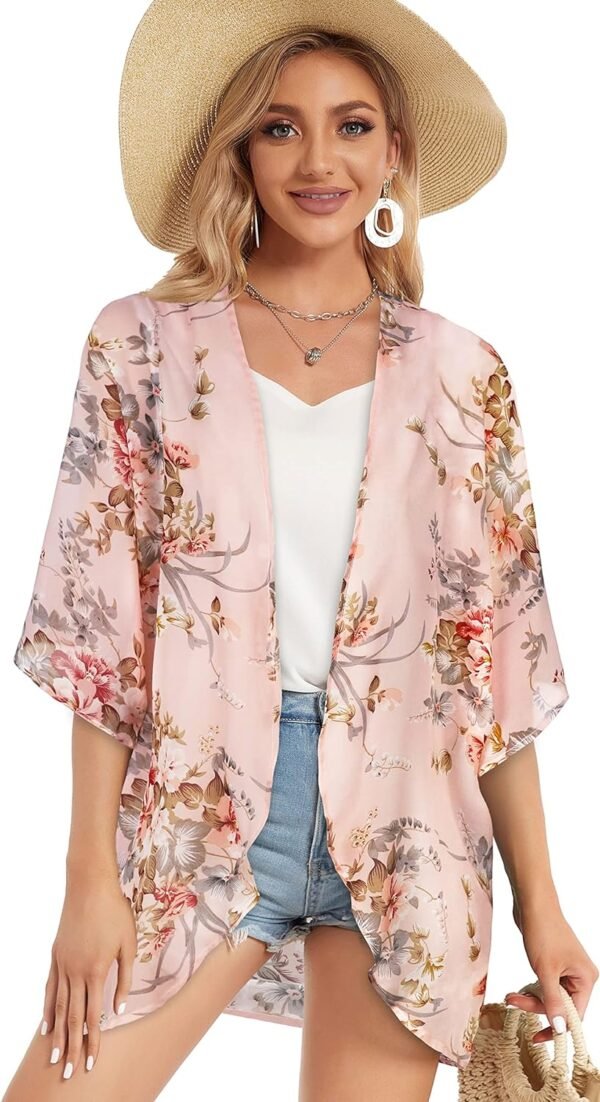 CHICALLURE Womens Summer Tops Kimono Cardigan Floral Beach Cover up Casual Jackets Shirts - Image 3