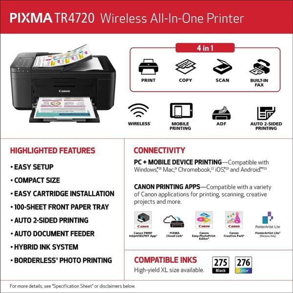 Pixma TR4720 Black Wireless All-in-One Printer - Image 6