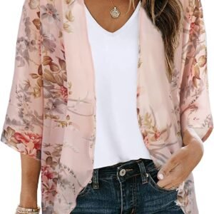 CHICALLURE Womens Summer Tops Kimono Cardigan Floral Beach Cover up Casual Jackets Shirts