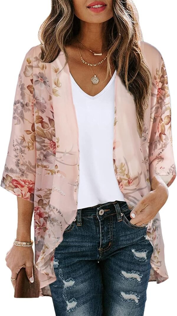 CHICALLURE Womens Summer Tops Kimono Cardigan Floral Beach Cover up Casual Jackets Shirts