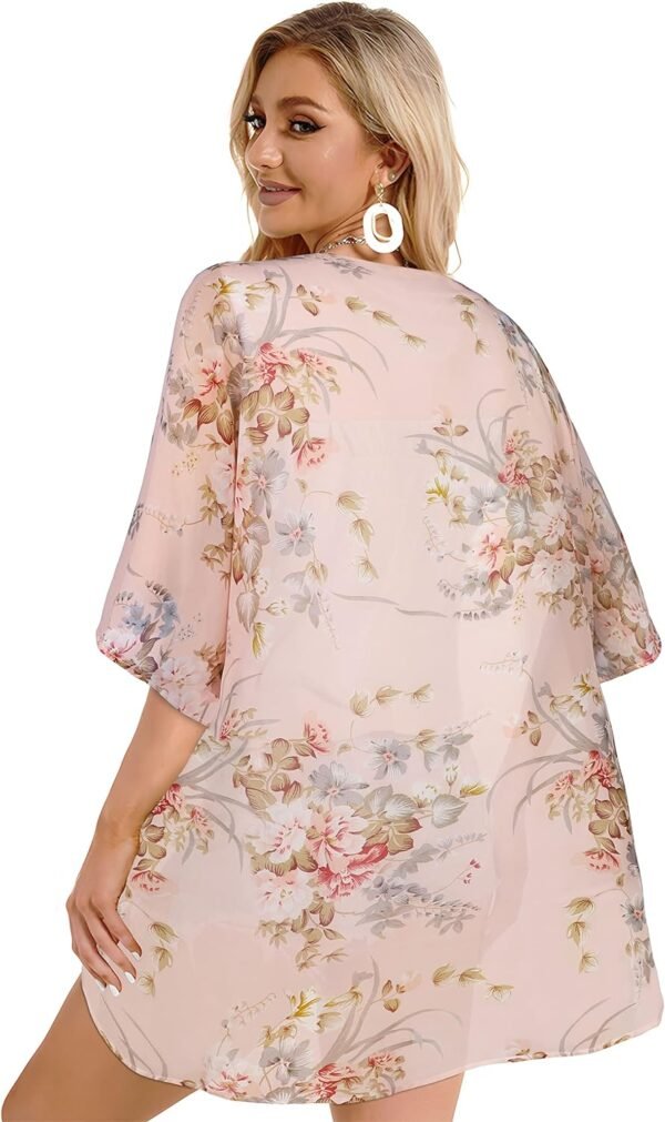 CHICALLURE Womens Summer Tops Kimono Cardigan Floral Beach Cover up Casual Jackets Shirts - Image 2
