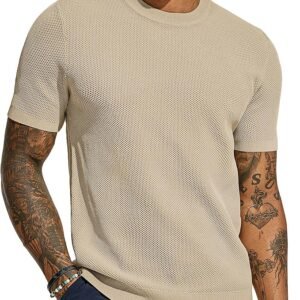 PJ PAUL JONES Camisetas de punto casual para hombre, de manga corta,