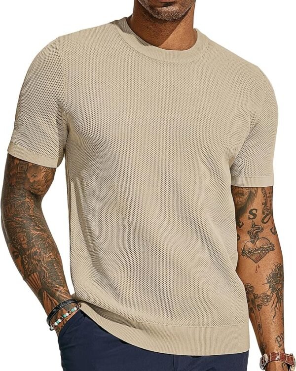 PJ PAUL JONES Camisetas de punto casual para hombre, de manga corta,