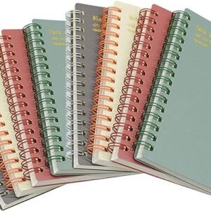 Yansanido Cuaderno de espiral, 8 unidades, 4 colores, tamaño A6, tapa dura de plástico grueso, 0.315 in, papel rayado, 80 hojas (160 páginas), diario para suministros escolares y de oficina (8