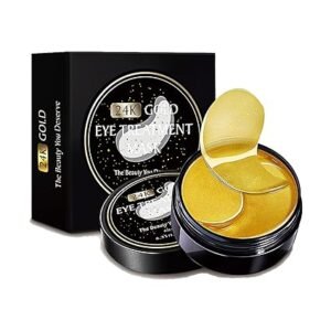 Máscaras de ojos de oro de 24 quilates, con parches de colágeno debajo de los ojos, máscaras de tratamiento de gel para ojeras debajo de los ojos, almohadillas debajo de los ojos para ojos hinchados