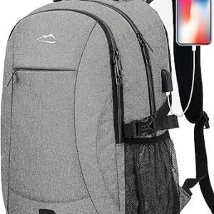 ProEtrade Mochila antirrobo para computadora portátil para hombres y mujeres, para negocios, trabajo, viajes, con puerto de carga USB, Gris, Mochilas Daypack