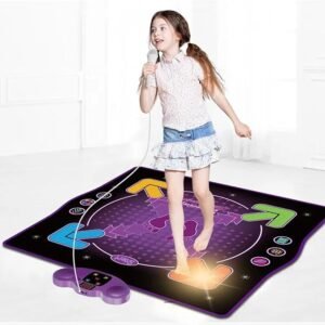 Tapete de baile para niños a partir de 3 años, almohadilla de baile iluminada con micrófono de canto, Bluetooth, 6 modos, 8 niveles de desafío, juguete de baile electrónico, regalo para niños