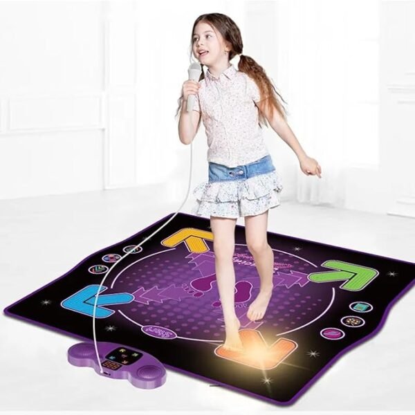 Tapete de baile para niños a partir de 3 años, almohadilla de baile iluminada con micrófono de canto, Bluetooth, 6 modos, 8 niveles de desafío, juguete de baile electrónico, regalo para niños