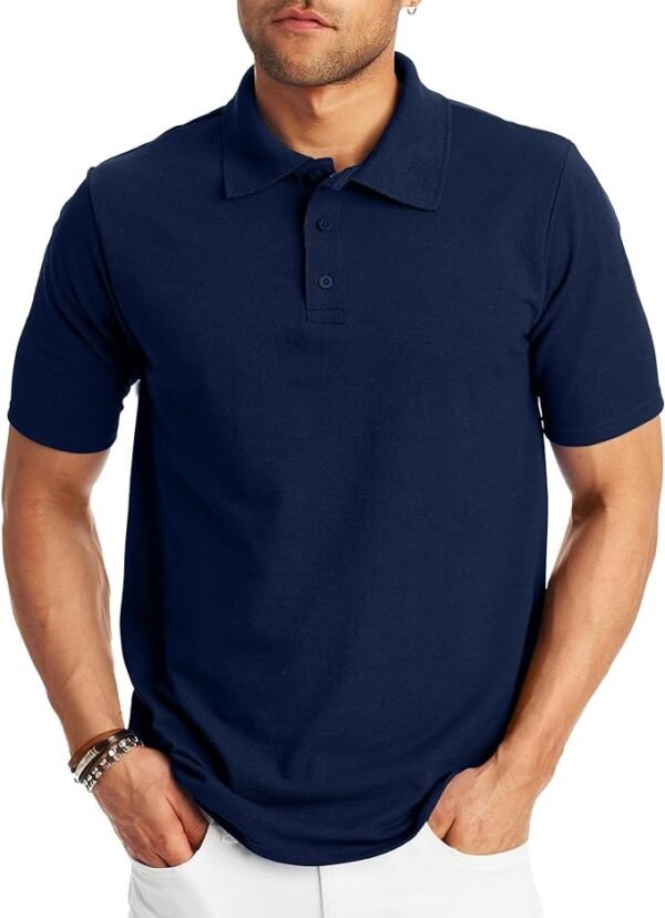 Hanes - Camisa polo para hombre, de manga corta y peso medio, con tecnología X-Temp