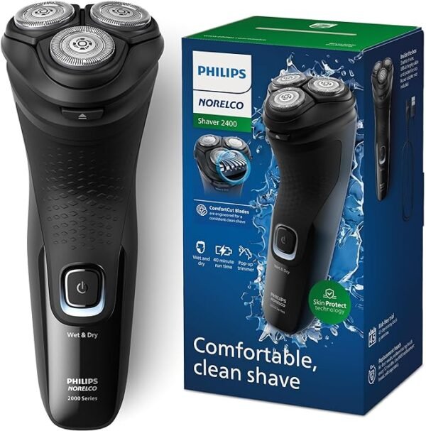 Philips Norelco Shaver 2400, afeitadora eléctrica inalámbrica recargable con recortadora emergente, X3001/90