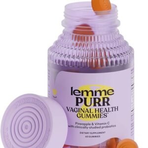 Lemme Purr - Gomitas probióticas vaginales para mujeres, pH equilibrado, olor saludable, equilibrio de levadura y apoyo de flora + vitamina C para la salud inmunológica, sabrosa piña (60 unidades)