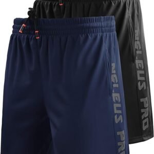 NELEUS Pantalones cortos deportivos ligeros de entrenamiento con bolsillos para hombre