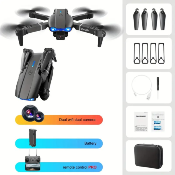 E99 Drone With Camera, Foldable RC Drone, Remote Control Drone Toys For Beginners Men's Gifts, Indoor And Outdoor Affordable UAV, Christmas Halloween Thanksgiving Gift - Image 2