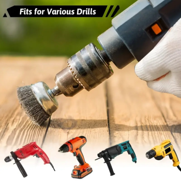 3pcs/10pcs Wire Brush Wheel Cup Brush Set, Wire Brush For Drill 1/4 Inch Hex Shank 0.012 Inch Coarse Carbon Steel Crimped Wire Wheel For Cleaning Rust, Stripping And Abrasive, For Drill Attachment - Image 3