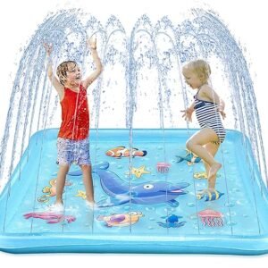 Growsland Almohadilla de salpicaduras para niños pequeños, aspersor al aire libre para niños, juguetes de agua de verano de 67 pulgadas, inflables para piscina de bebé, regalos divertidos para niños