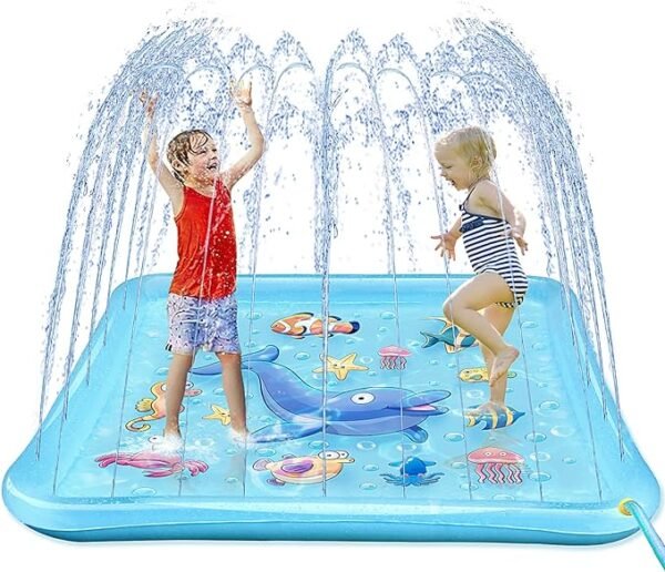 Growsland Almohadilla de salpicaduras para niños pequeños, aspersor al aire libre para niños, juguetes de agua de verano de 67 pulgadas, inflables para piscina de bebé, regalos divertidos para niños