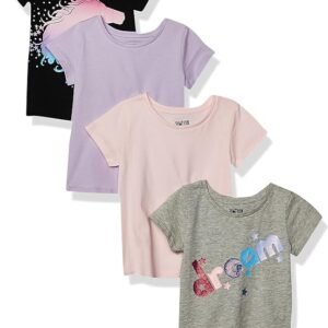 Camisetas de manga corta para niñas y niños pequeños (cebra previamente manchada), paquetes múltiples