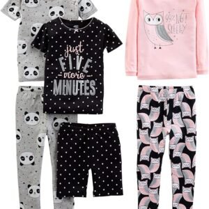 Simple Joys by Carter's Conjunto de pijama de algodón de 6 piezas para niña