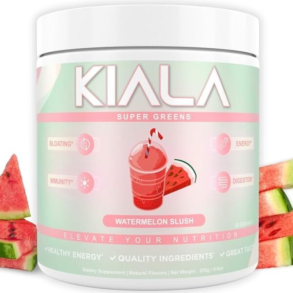 Kiala Nutrition Polvo Super Greens - Salud digestiva para mujeres, alivio de la hinchazón, salud intestinal, cuidado de la piel (granizado de sandía)