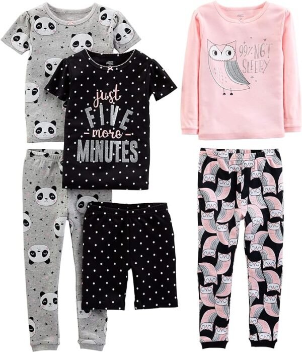 Simple Joys by Carter's Conjunto de pijama de algodón de 6 piezas para niña
