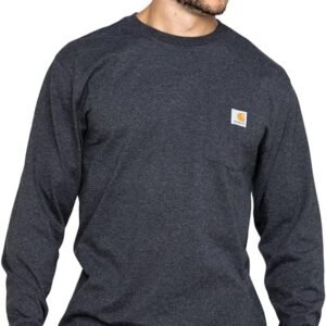 Carhartt Camiseta de manga larga pesada con bolsillo para hombre