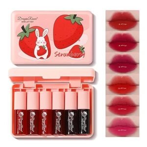Eakroo Mini lápiz labial líquido de 6 colores, brillo de labios coreano hidratante natural, tinte de labios y mejillas multiusos, vaso antiadherente, ligero, alto pigmento, de larga duración, color
