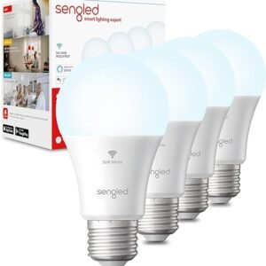 Sengled Bombilla WiFi Alexa – Bombillas inteligentes que funcionan con Alexa/Google Assistant, A19 Daylight (5000K) – No requiere concentrador, 800LM 60W alto CRI) equivalente a 60, 4 unidades