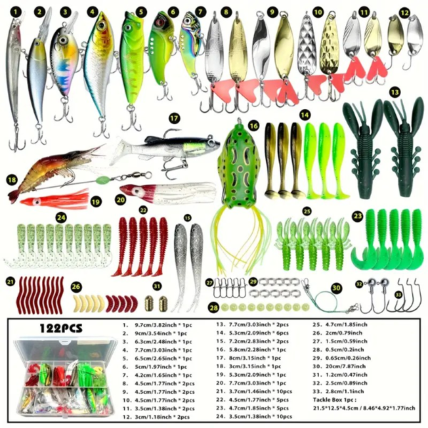 78pcs Fishing Lure Tackle Set, Including Crankbait Minnow Sequin Spinner Hard/Soft Bait, Hook Sinker, Swivel Ring And More