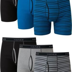 Hanes Calzoncillos tipo bóxer para hombre, ropa interior de algodón suave y transpirable con cintura ComfortFlex, paquete múltiple