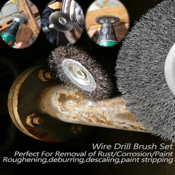 3pcs/10pcs Wire Brush Wheel Cup Brush Set, Wire Brush For Drill 1/4 Inch Hex Shank 0.012 Inch Coarse Carbon Steel Crimped Wire Wheel For Cleaning Rust, Stripping And Abrasive, For Drill Attachment - Image 4