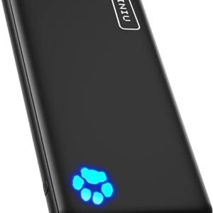 INIU Cargador portátil INIU, banco de energía de 10000 mAh, 2 puertos USB de alta velocidad con linterna, ultra compacto, delgado, cargador de teléfono compatible con iPhone XS X 8 7 6 Samsung Galaxy Note 9 S9 iPad Tablet