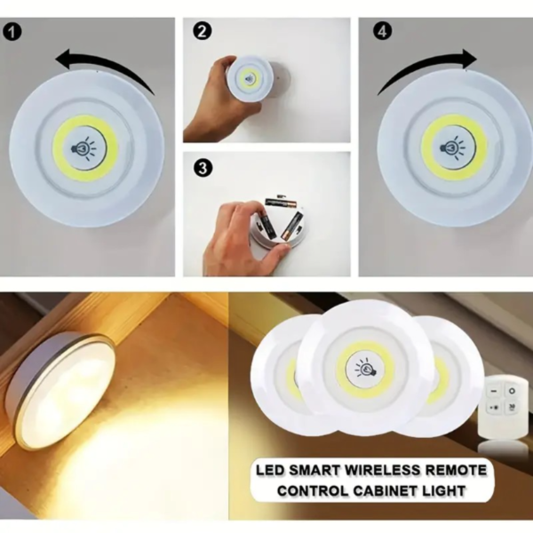 6pcs/3pcs Elegant COB LED Wireless Lights with Handy Remote – Bright Under-Cabinet Lighting for Kitchen, Wardrobe, and More, Easy Installation - Image 3