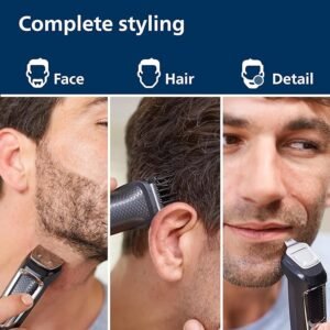 Philips Norelco Multi Groomer serie 3000-13 piezas para hombre, kit de aseo para barba, cara, nariz, oreja y cortadora de pelo, no necesita aceite de cuchilla, MG3740/40