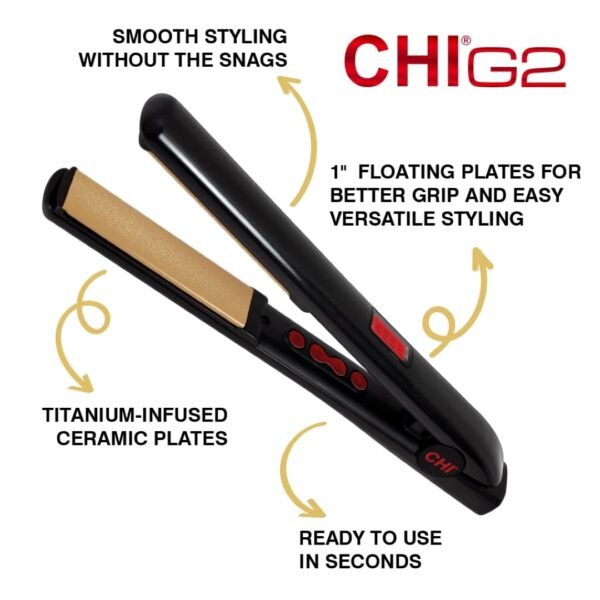 CHI PRO G2 Digital Titanium Infused Ceramic 1" Straightening Hairstyling Iron - Image 6