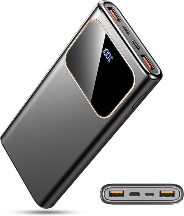Cargador portátil de carga rápida, batería de 10000 mAh 22.5 W con pantalla LED de entrada y salida USB-C, PD 3.0 QC 4.0 teléfono externo Powerbank para iPhone, Samsung, etc Smartphones y todos los