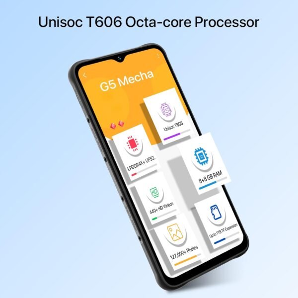 UMIDIGI G5 Mecha Rugged Unlocked Cell Phone, Android 13（8+128GB） Smartphones, 6000 mAh Battery,Dual sim Mobile Phones，50MP Ultra-Clear Camera Cellphone - Image 3
